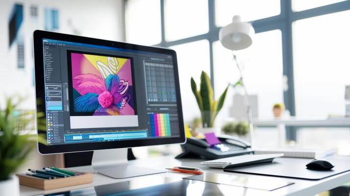 ai-generated-graphic-design-workspace-with-colorful-illustration-photo ai-generated-graphic-design-workspace-with-colorful-illustration-photo