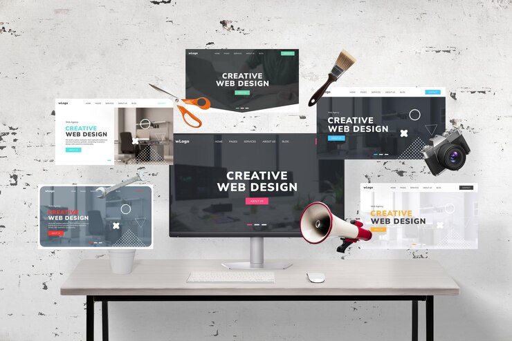 web-pages-flying-around-web-designers-desk-computer-display-featuring-agency-web-page-presentation-includes-web-designer-tools-megaphone-wrench-key-photo-camera-scissors-brush_176814-2364 web-pages-flying-around-web-designers-desk-computer-display-featuring-agency-web-page-presentation-includes-web-designer-tools-megaphone-wrench-key-photo-camera-scissors-brush_176814-2364